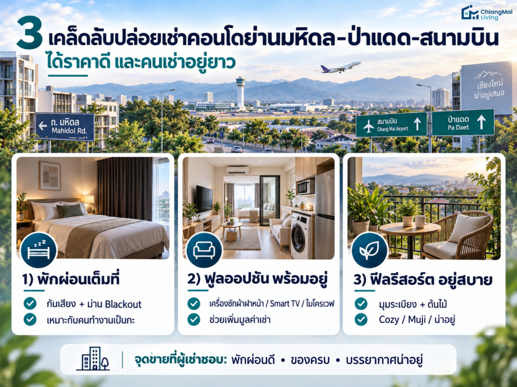 3 เคล็ดลับปล่อยเช่าคอนโดย่านมหิดล-ป่าแดด-สนามบิน