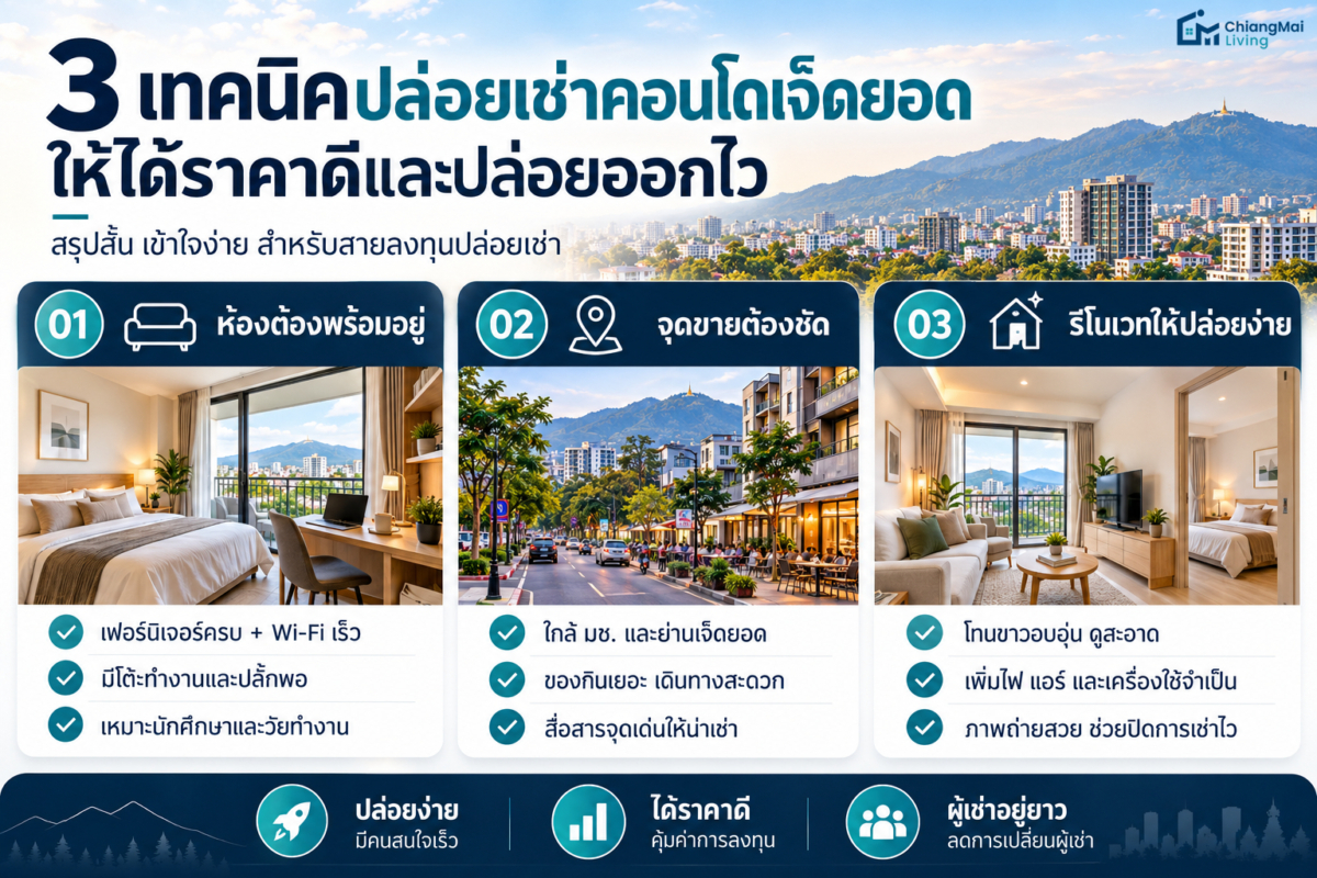 3 เทคนิคปล่อยเช่าคอนโดในโซนเจ็ดยอด ให้ได้ราคาดีและปล่อยออกไว