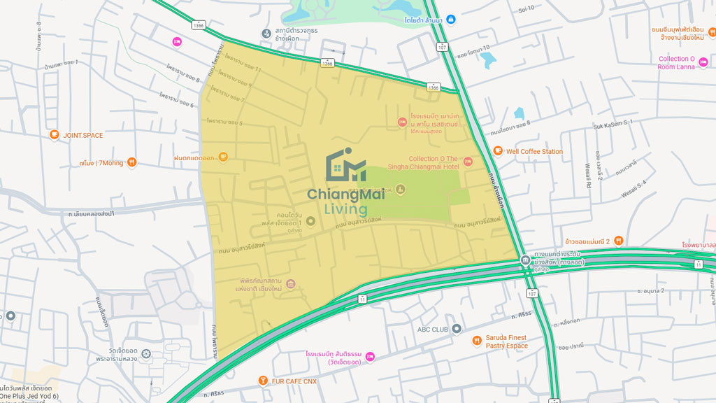ขอบเขตทำเลสี่แยกข่วงสิงห์ - เจ็ดยอด ครอบคลุมพื้นที่ไหนบ้าง