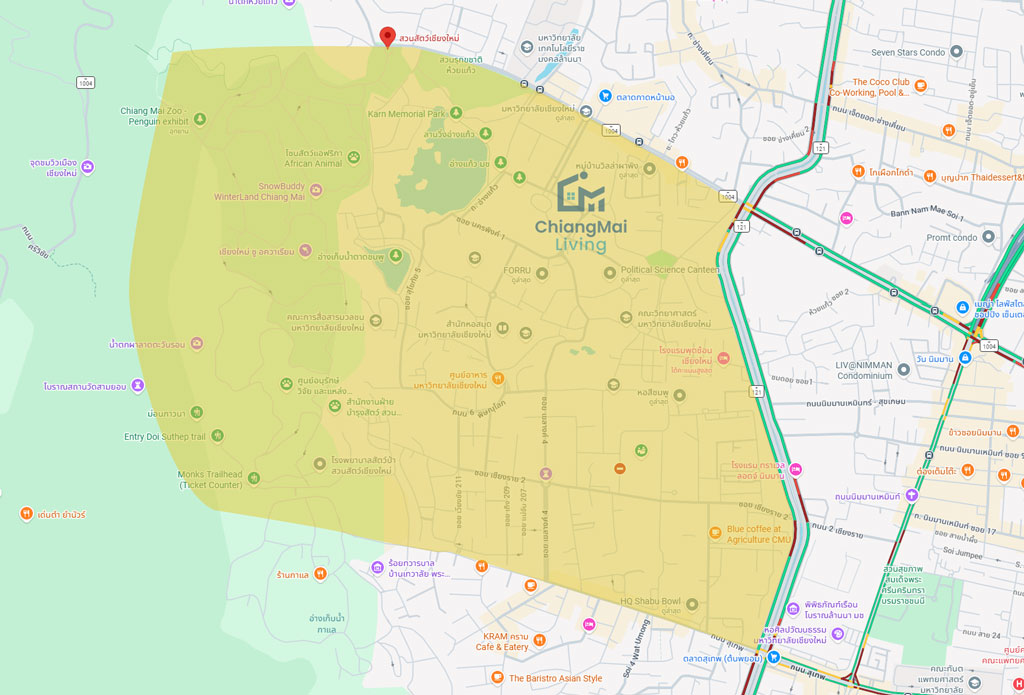 ทำเลที่ตั้งย่านถนนห้วยแก้ว-–-แยกภูคำ-–-ติดรั้ว-มช.-ครอบคลุมพื้นที่ไหนบ้าง