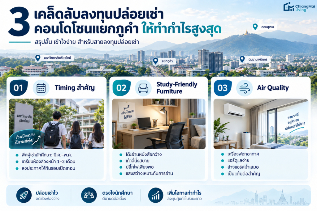 เคล็ดลับลงทุนปล่อยเช่าคอนโดโซนแยกภูคำ ให้ทำกำไรสูงสุด