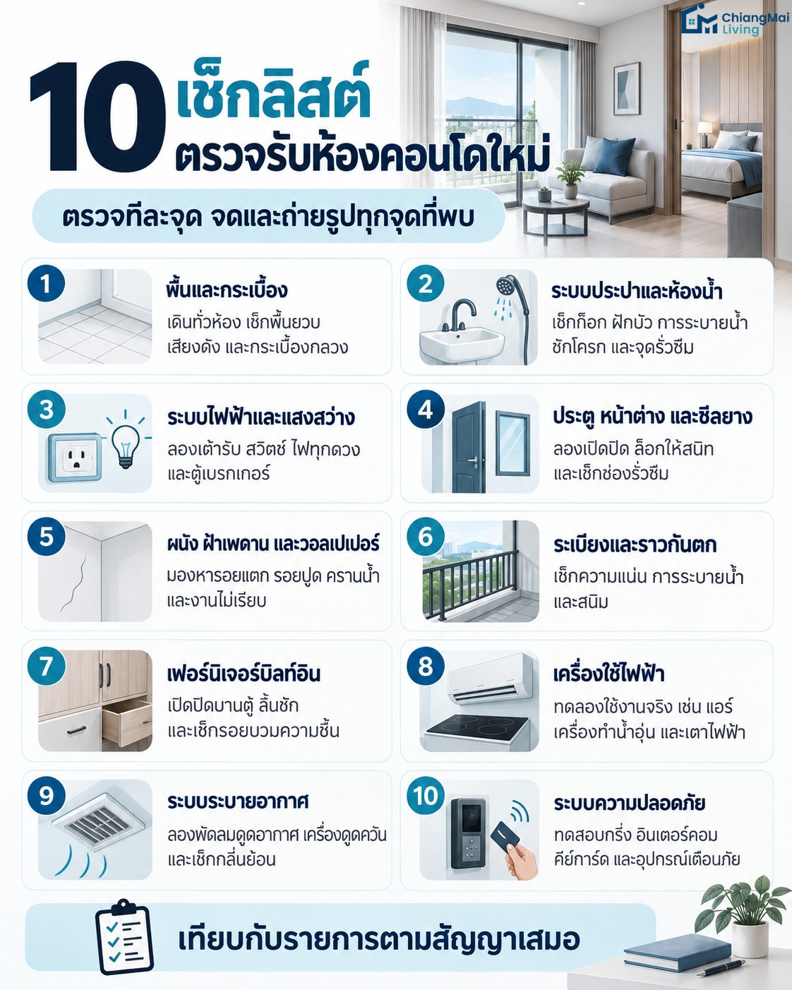 10 เช็กลิสต์ตรวจรับห้องคอนโดใหม่