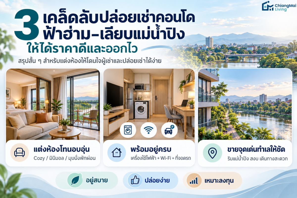 3 เคล็ดลับปล่อยเช่าคอนโดย่านฟ้าฮ่าม-เลียบแม่น้ำปิง ให้ได้ราคาดีและออกไว