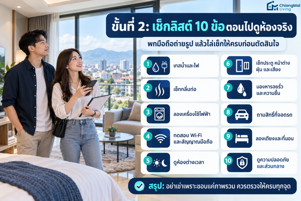 ขั้นที่ 2: เช็กลิสต์ 10 ข้อตอนไปดูห้องจริง