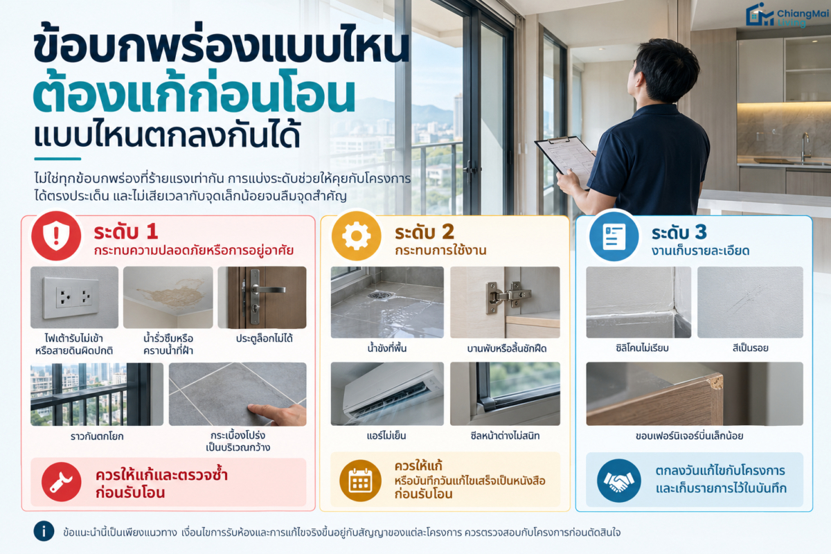 ข้อบกพร่องแบบไหนต้องแก้ก่อนโอน แบบไหนตกลงกันได้