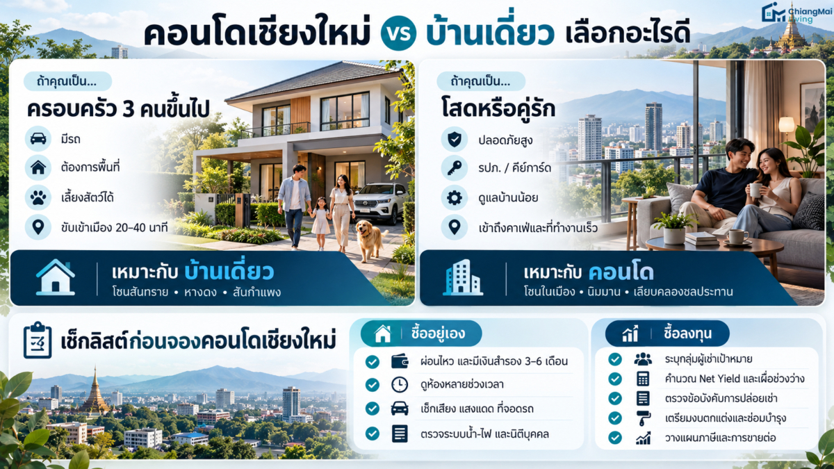 คอนโดเชียงใหม่ vs บ้านเดี่ยว เลือกอะไรดี