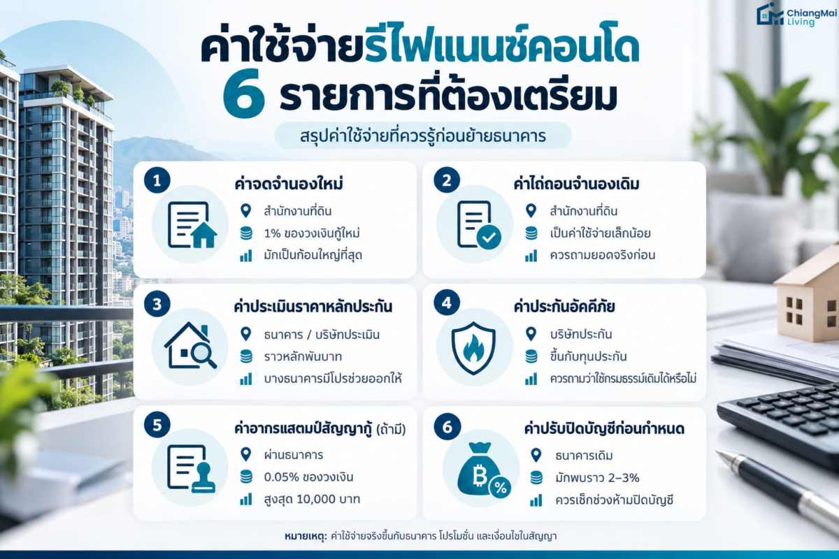 ค่าใช้จ่ายรีไฟแนนซ์คอนโด 6 รายการที่ต้องเตรียม