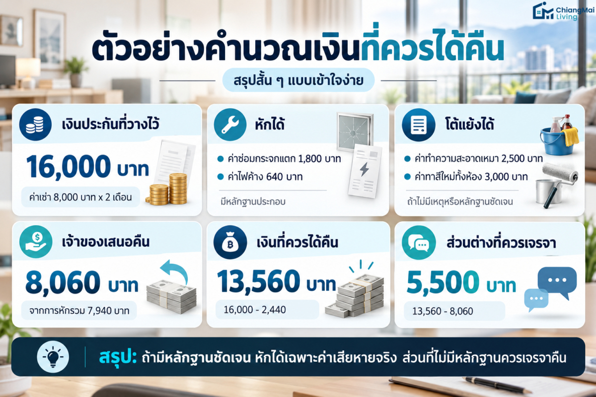 ตัวอย่างคำนวณเงินที่ควรได้คืน