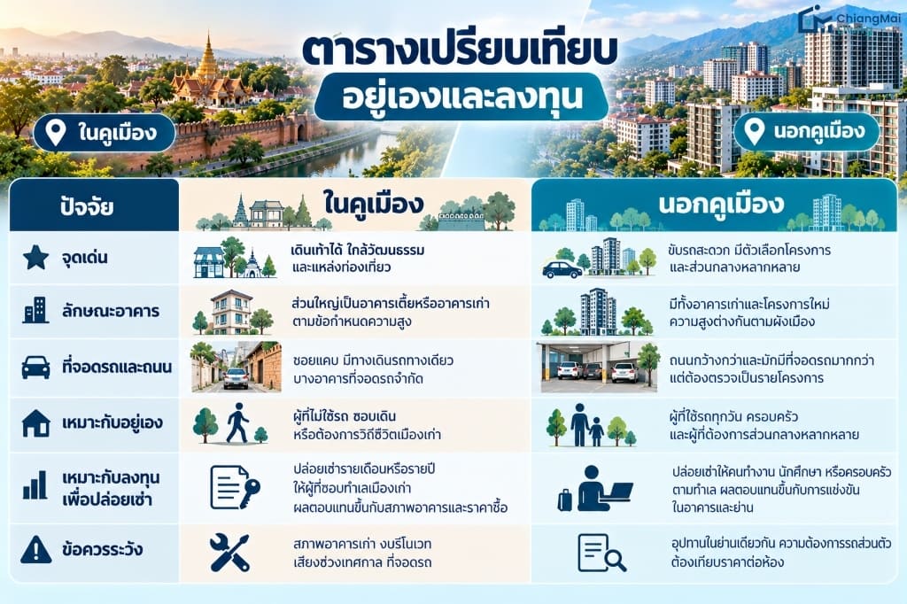 ตารางเปรียบเทียบ อยู่เองและลงทุน