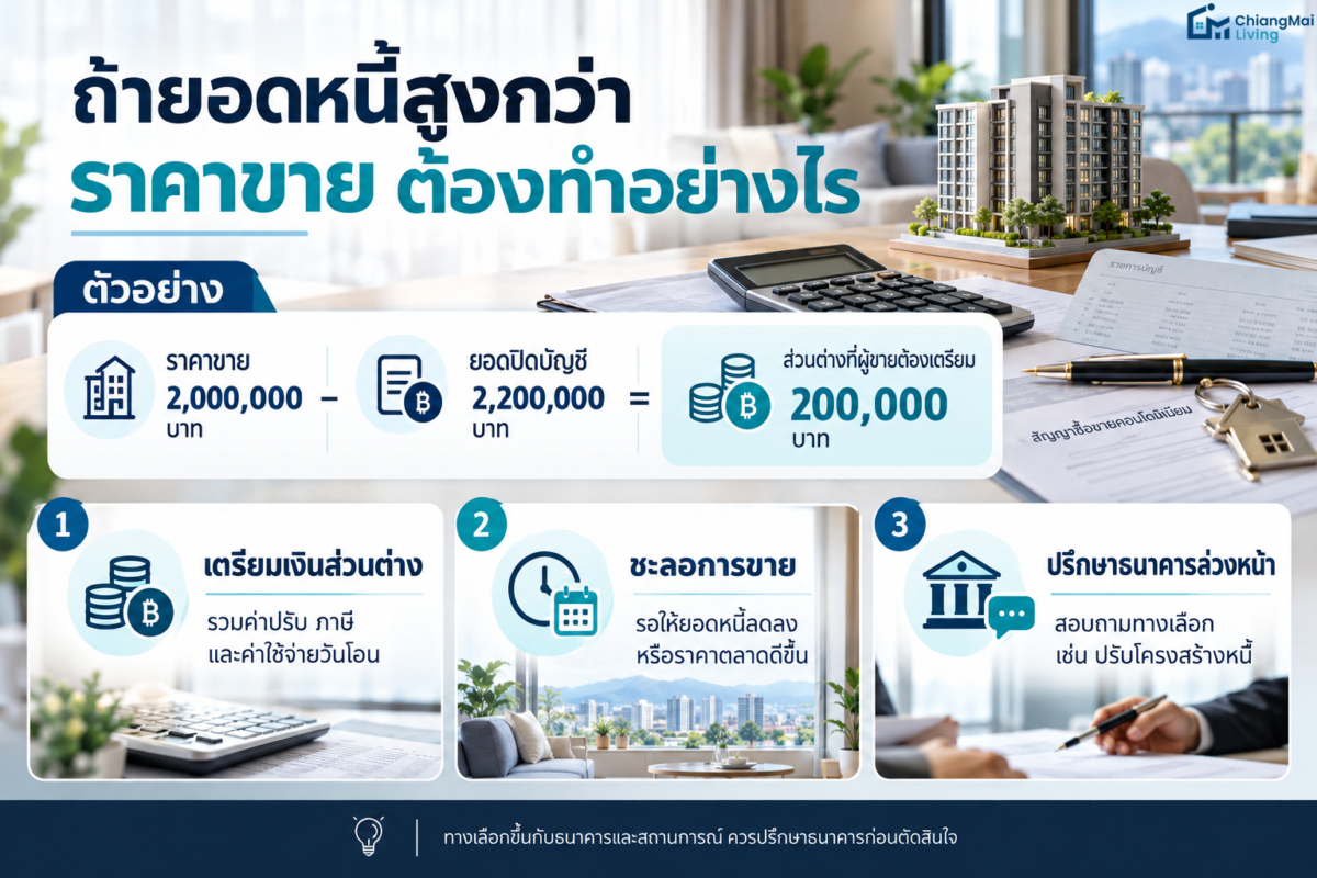 ถ้ายอดหนี้สูงกว่าราคาขาย ต้องทำอย่างไร