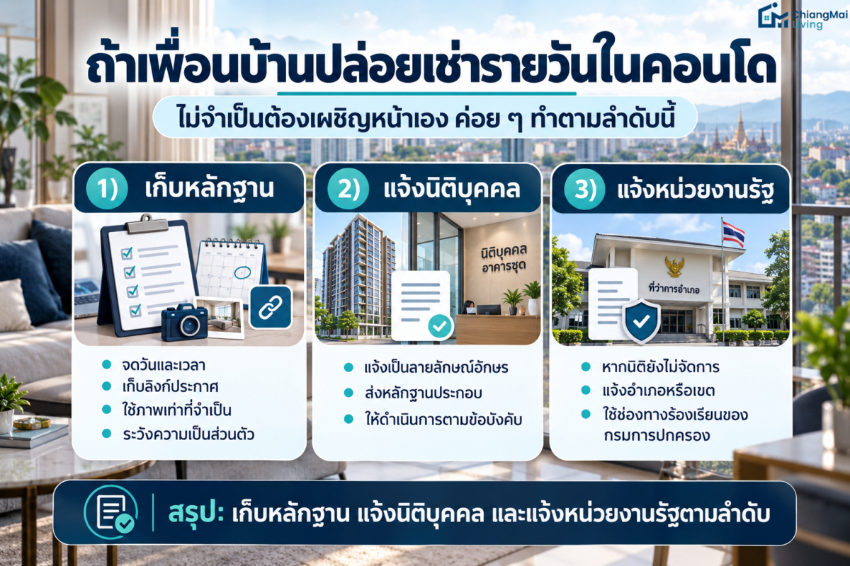 ถ้าเพื่อนบ้านปล่อยเช่ารายวันในคอนโด