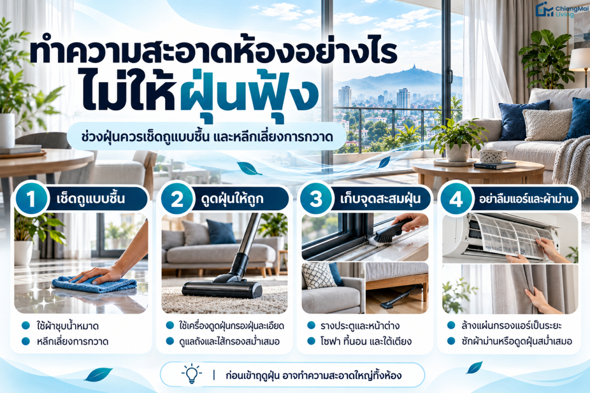 ทำความสะอาดห้องอย่างไรไม่ให้ฝุ่นฟุ้ง