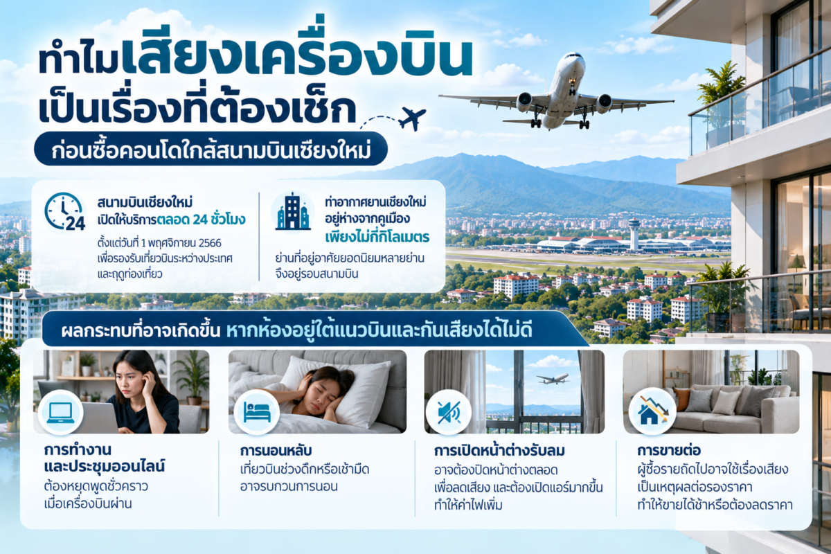 ทำไมเสียงเครื่องบินเป็นเรื่องที่ต้องเช็กก่อนซื้อคอนโดใกล้สนามบินเชียงใหม่