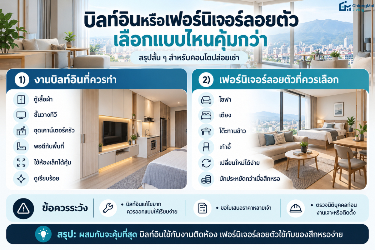 บิลท์อินหรือเฟอร์นิเจอร์ลอยตัว เลือกแบบไหนคุ้มกว่า