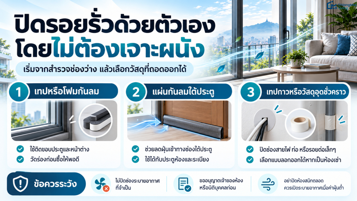 ปิดรอยรั่วด้วยตัวเอง โดยไม่ต้องเจาะผนัง