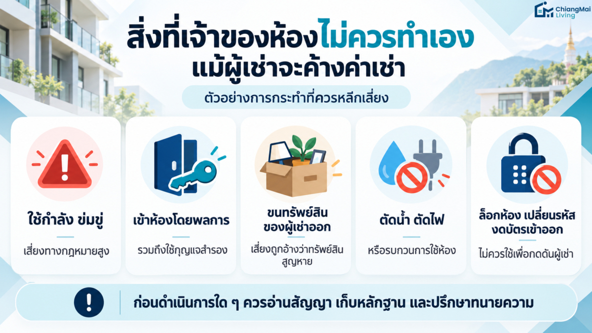สิ่งที่เจ้าของห้องไม่ควรทำเอง แม้ผู้เช่าจะค้างค่าเช่า