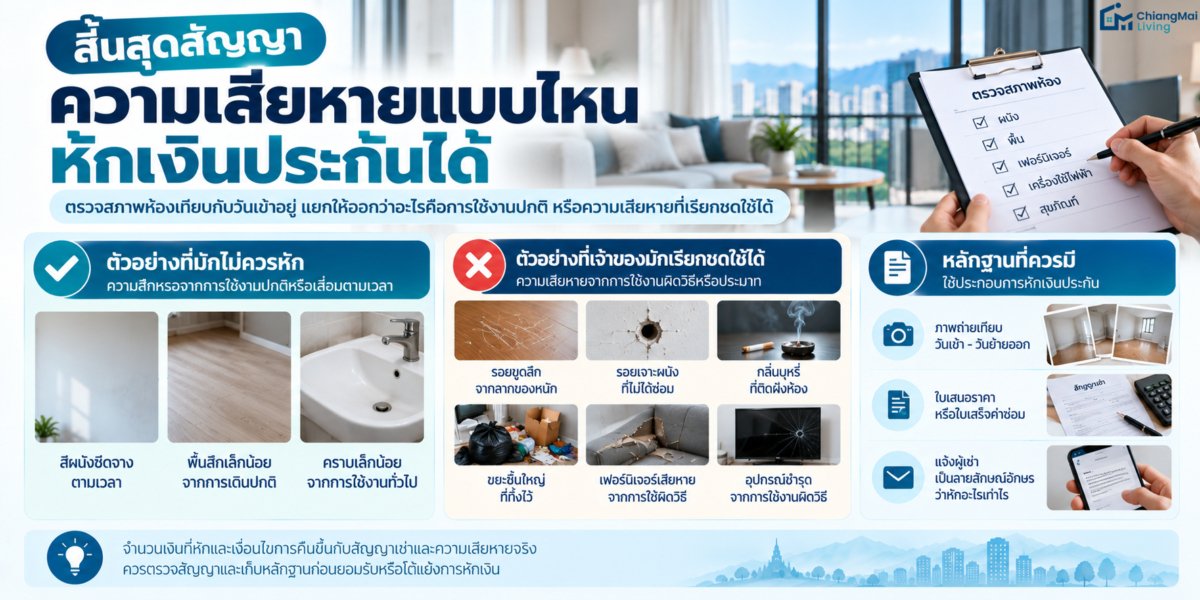 สิ้นสุดสัญญา ความเสียหายแบบไหนหักเงินประกันได้