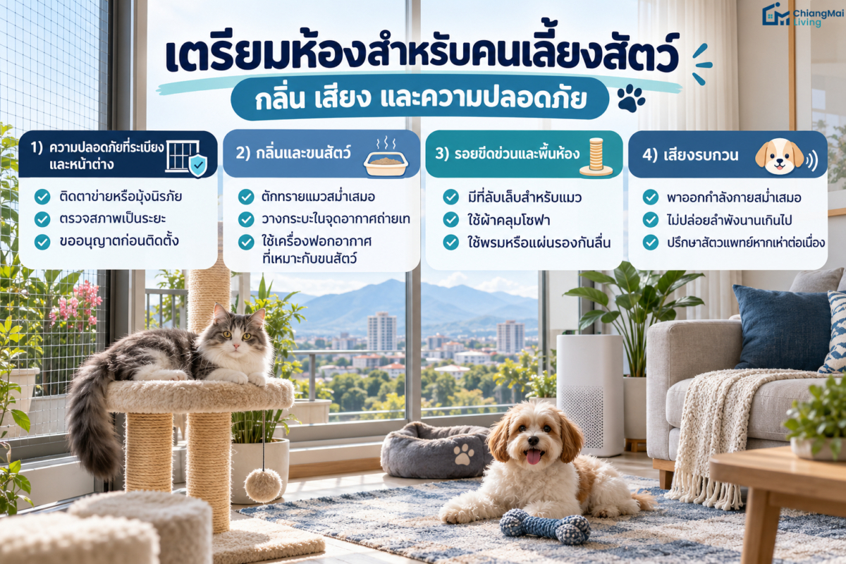 เตรียมห้องสำหรับคนเลี้ยงสัตว์ (กลิ่น เสียง ความปลอดภัย)