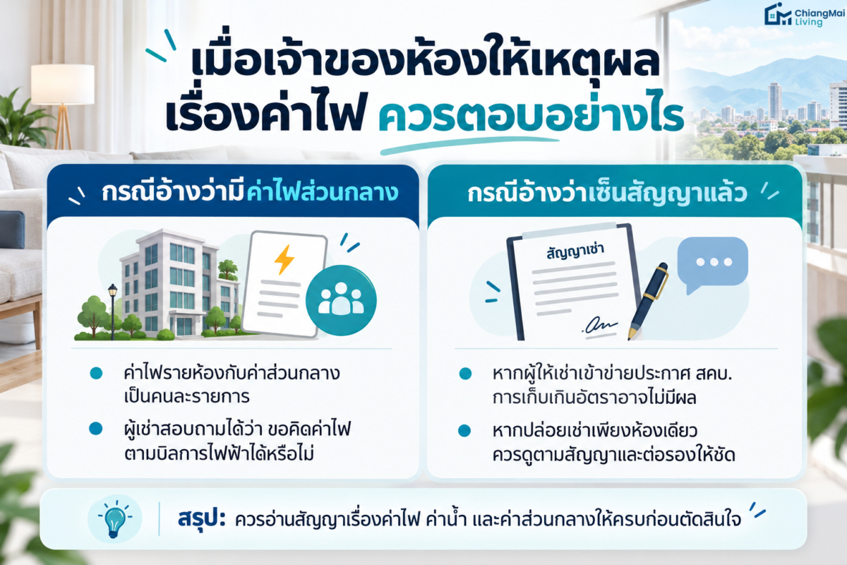 เมื่อเจ้าของห้องให้เหตุผลเรื่องค่าไฟ ควรตอบอย่างไร
